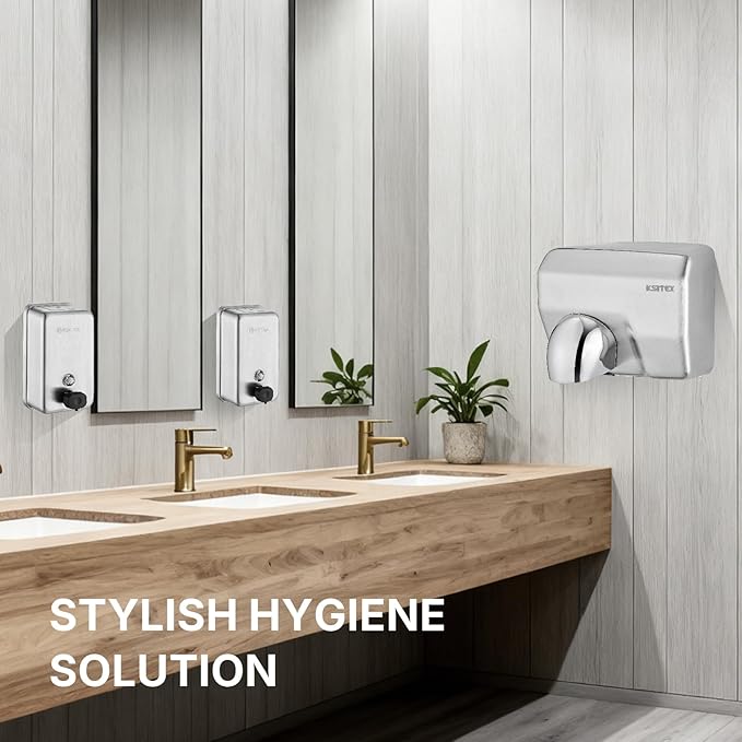 Stainless Steel Soap Dispenser Wall Mounted, 37oz Commercial Hand Soap Dsipenser, Manual Anti-Leak Pump Liquid Soap Dispenser, Rust-Proof Lining Hand Sanitizer Lotion Dispenser for Bathroom