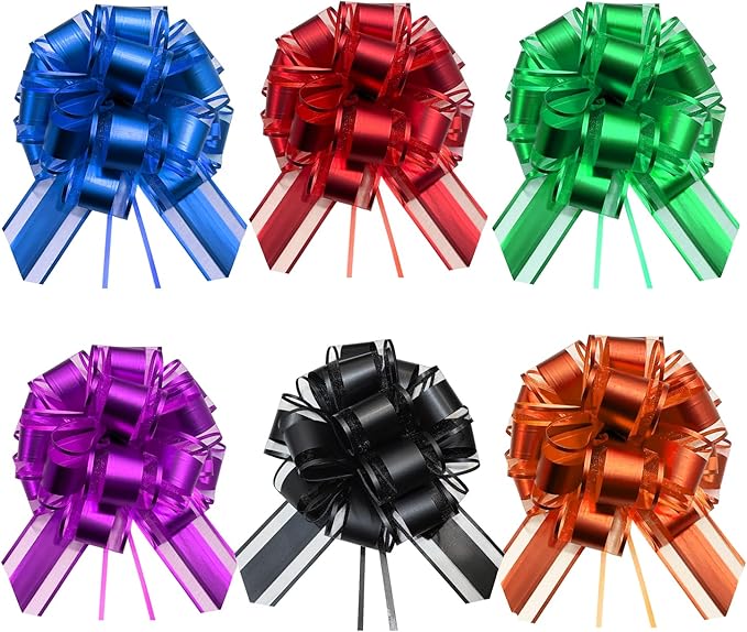 6PCS Bows for Gift Wrapping, 6 Inches Gift Bows with Mixed Color Gift Wrap Bows for Wedding, Basket, Valentines Day, Birthday, Anniversary, Florist Packaging