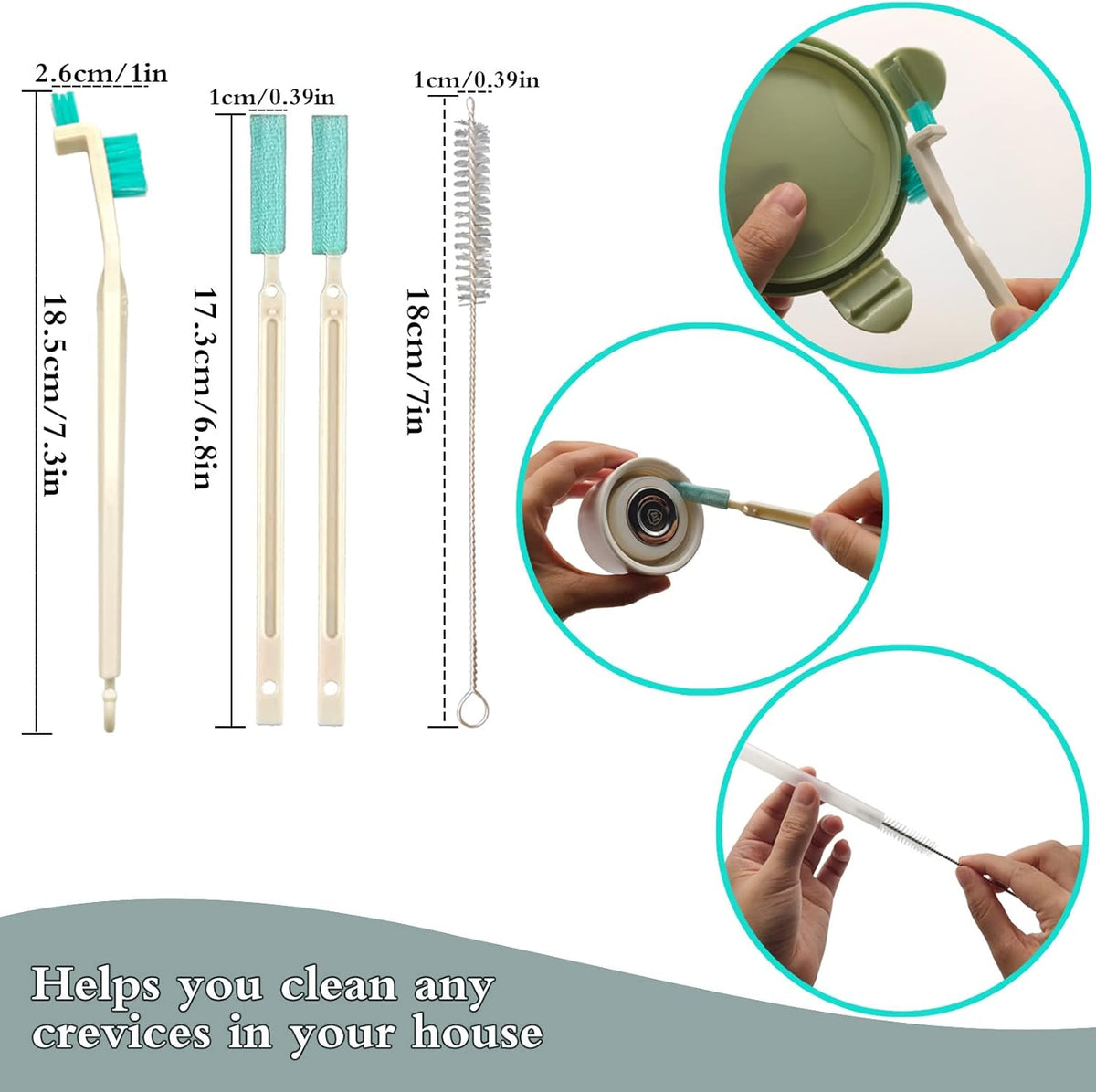 9 Pcs Small Household Cleaning Brushes by ELEMGULY,Deep Detail Crevice Brush Set for Hole, Gap, Corner, Space, Micro Crevice Scrub Cleaner Tool for Bottle, Keyboard, Window, Door Track,1 Sets