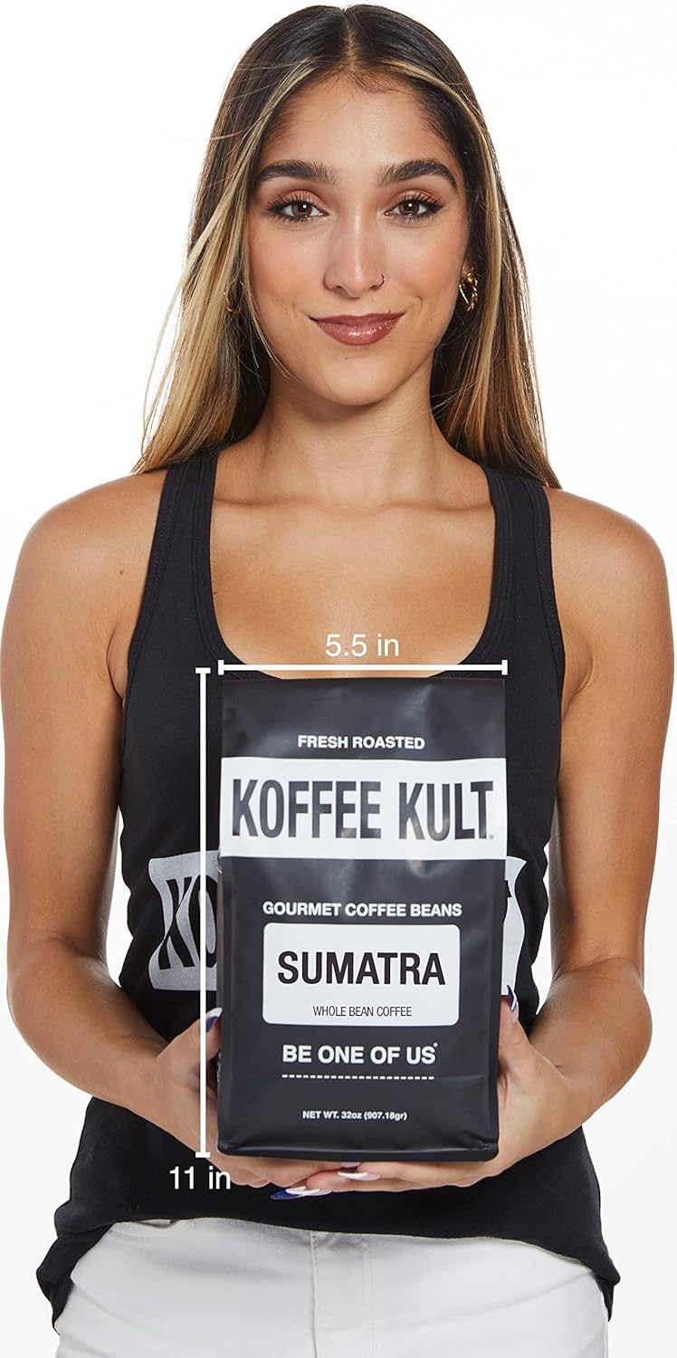 Koffee Kult Sumatra Coffee Beans Dark Roast - Indonesian Fresh Roasted Coffee Beans(Whole Bean, 32oz)