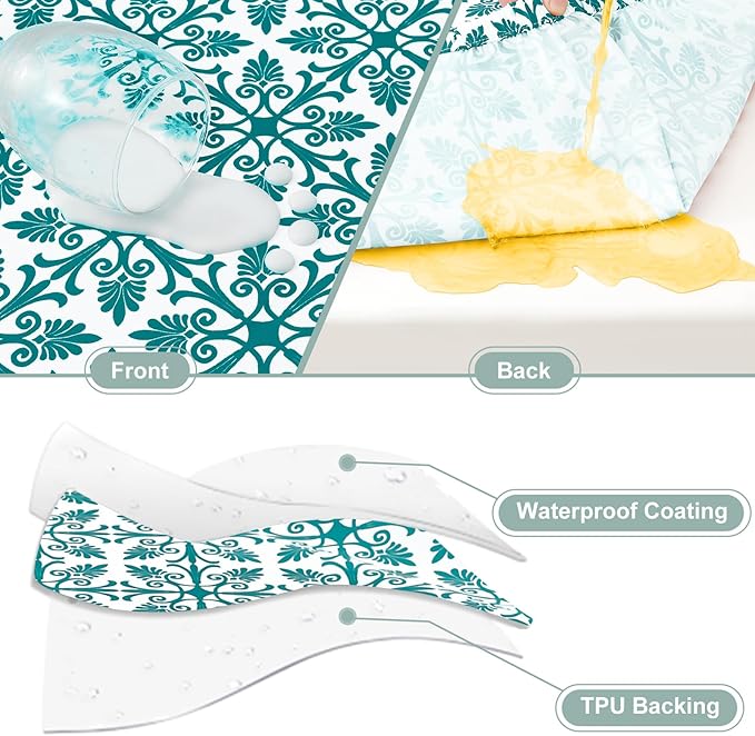 misaya Picnic Table Cover with Bench Cover, Waterproof Elastic Fitted Tablecloth for 5 Foot Tables, Rectangle Washable Polyester Tablecloths for Picnic, Camping, Outdoor (Turquoise, 30" x 60")