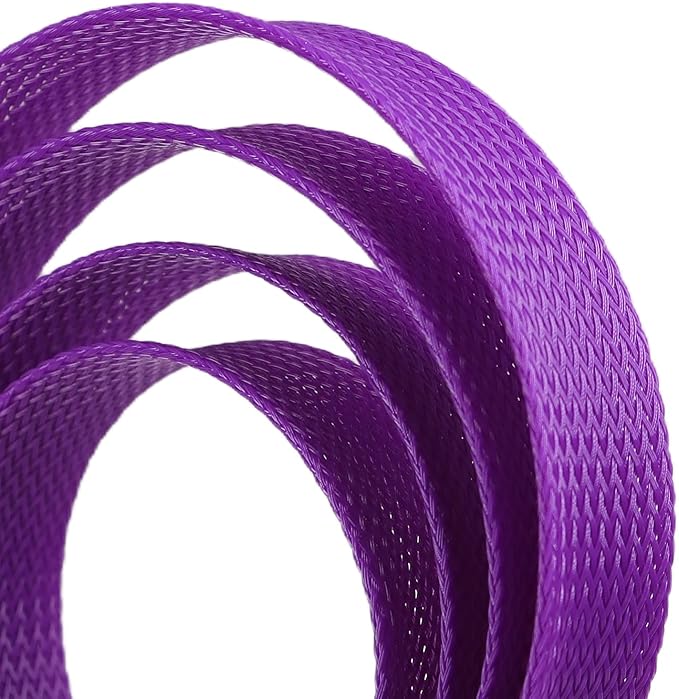 25ft PET Expandable Braided Cable Sleeve 5/8inch(16mm) Pet Braided Cable Sleeve for Audio Video Device Wire Automotive Wire (Purple)