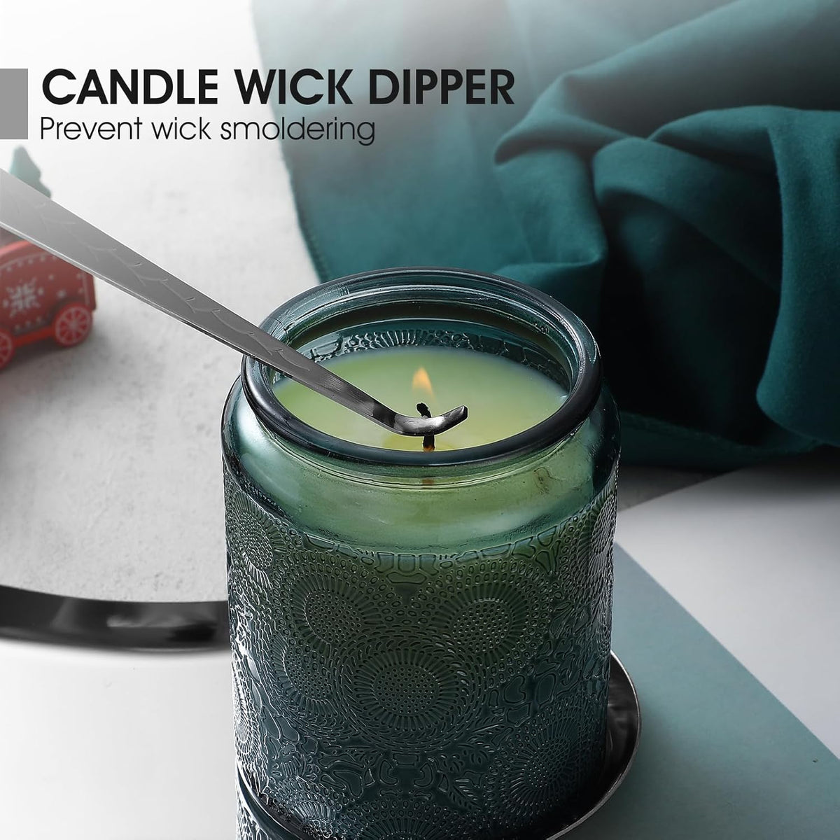 PATOISE 3 in 1 Candle Accessory Set, Candle Wick Trimmer Cutter, Candle Snuffer, Candle Wick Dipper Mini in Gift Package for Candle Aromatherapy Lovers(3PCS Silver)