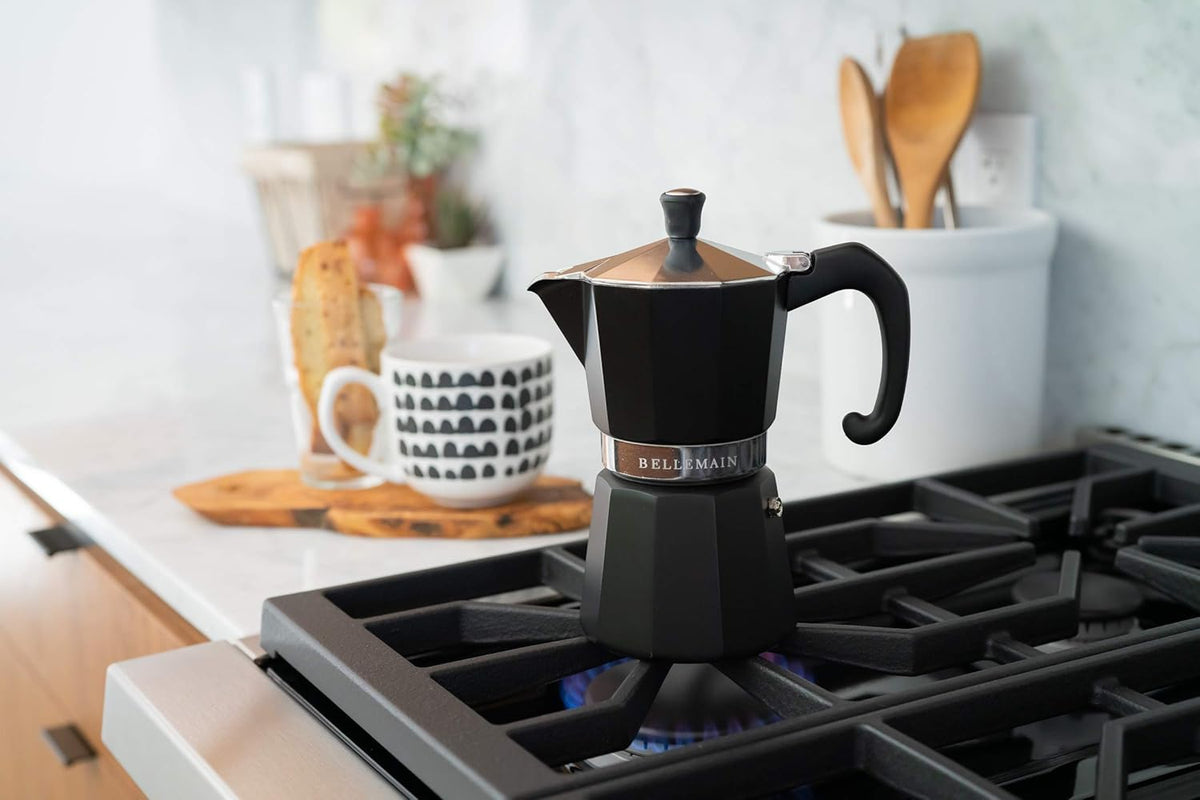 Bellemain Stovetop Espresso Maker, Italian Moka Pot Espresso Maker, Classic Aluminum Design Mocha Pot for Home Brewing & Camping
