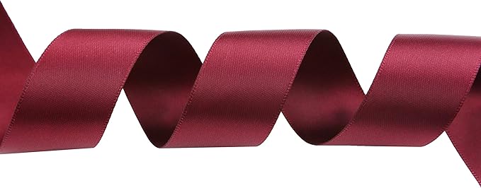 ITIsparkle 1" Inch Double Faced Satin Ribbon 50 Yards-Roll Set for Gift Wrapping Scrap Books Party Favor Hair Braids Baby Shower Decoration Floral Arrangement Craft Supplies, Burgundy 277# Ribbon