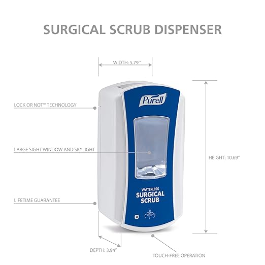 PURELL LTX-12 Touch-Free Waterless Surgical Scrub Dispenser, Blue, for 1200 mL PURELL LTX-12 Refills (Pack of 1) - 1932-04