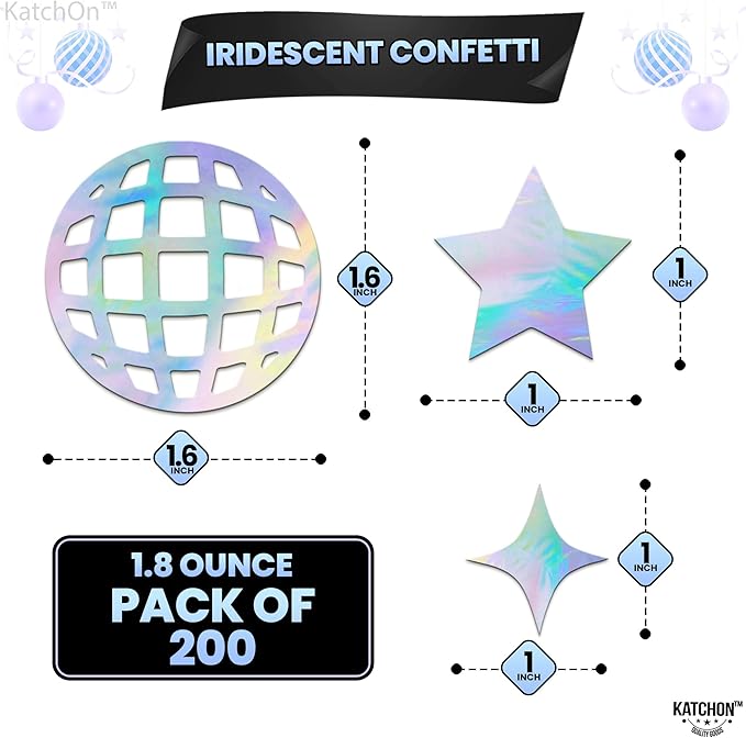 KatchOn, 200Pcs Holographic Disco Confetti Iridescent Disco Ball Confetti for Graduation Party Supplies 2026 Prom Day Decorations Graduation Decorations 2026 Disco Table Decor