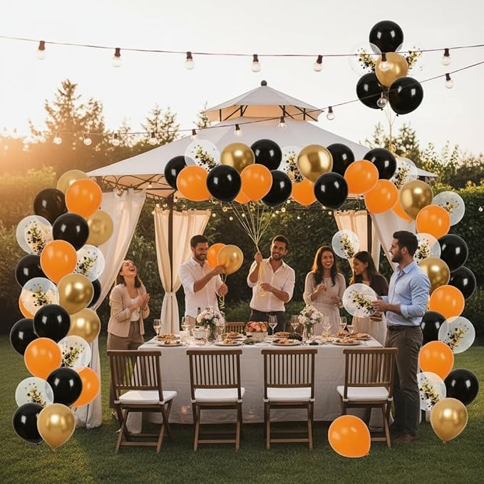 60Pcs Black and Gold Balloons Graduation Balloons - 12 Inch Gold Confetti with Ribbons for 2026 Graduation Decorations for Birthday Bridal Wedding Festival Party Decorations