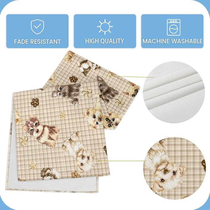 Cute Puppy Table Runner Kitchen Dining Table Runner 13*60in Table Center Decor for Indoor Outdoor Home Holiday Party