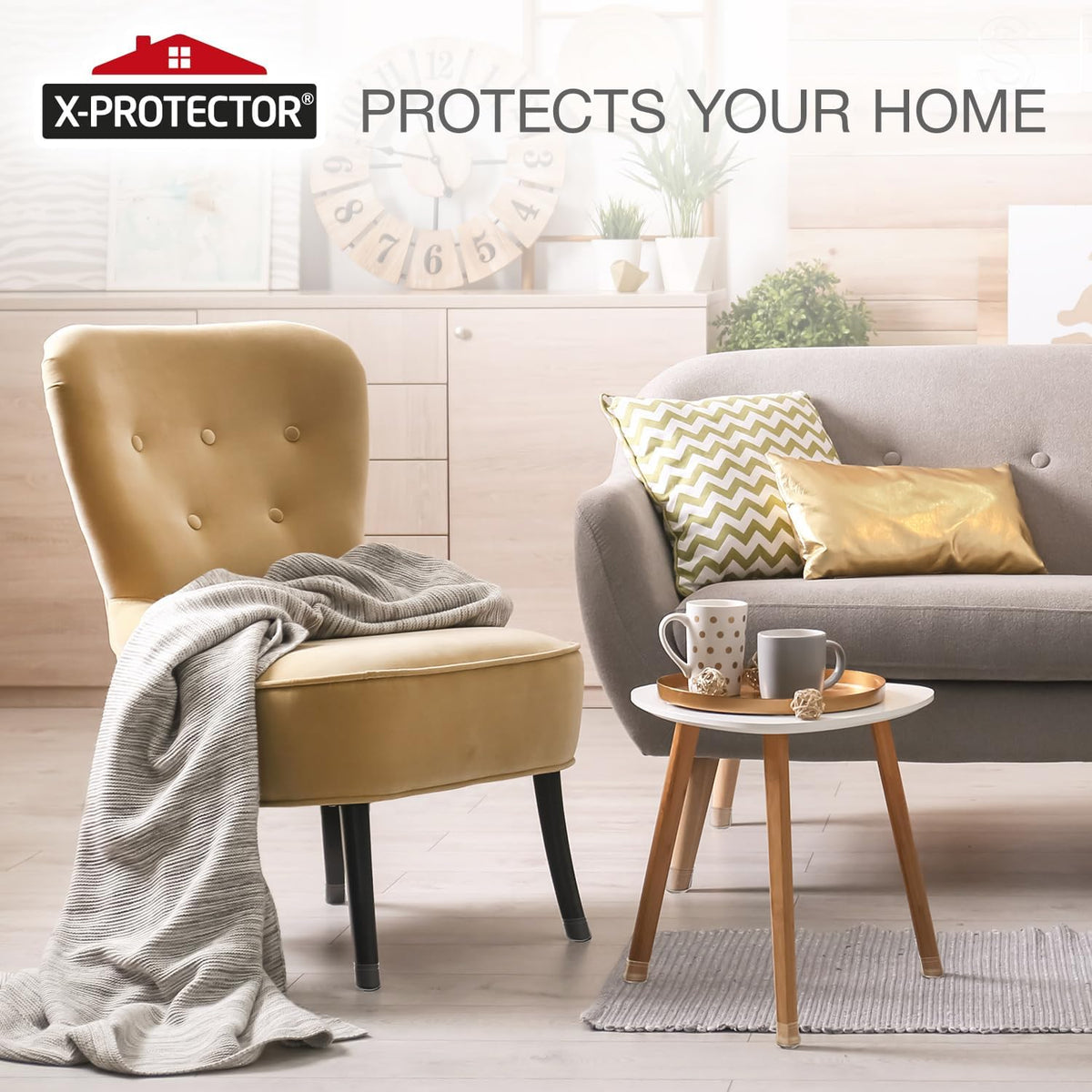 X-Protector Silicone Chair Leg Floor Protectors with Non-Slip Furniture Pads - 24 PCS 1.3" - 2" - Anti-Slip Chair Leg Covers - Non-Skid Furniture Leg Caps - Furniture Pads for Hardwood Floors!