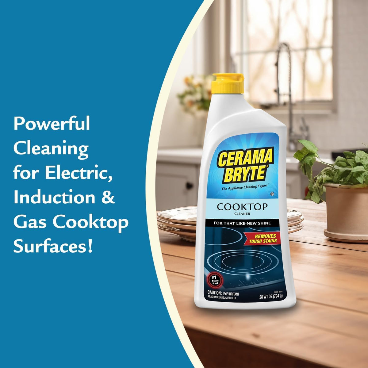 Cerama Bryte Removes Tough Stains Cooktop and Stove Top Cleaner for Glass - Ceramic Surfaces, 18 Ounces, 4 Pack