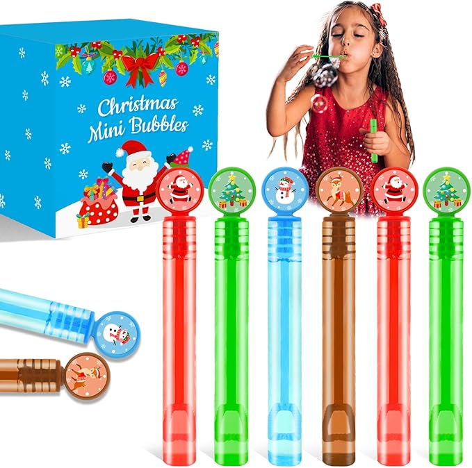 Bulk Winter Party Favors Toys Gifts for Kids 64 Pack,Holiday Mini Bubble Wands Non Candy Treats Trinkets Goodie Bag Stocking Stuffers Fillers for Toddlers,Easter Classroom Prizes Games for Students