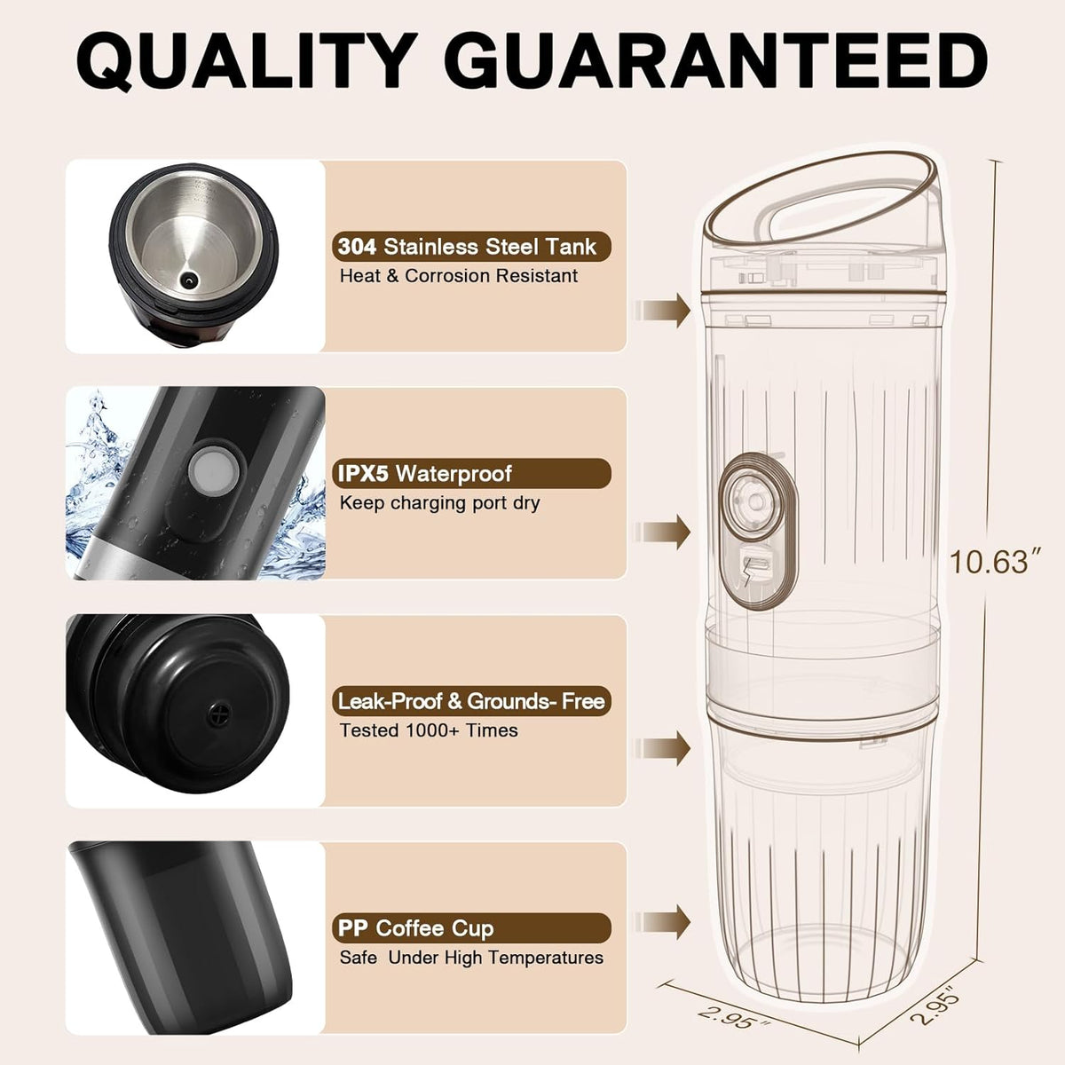3-in-1 Portable Coffee Maker Fits For Ground Coffee & Capsule Pod(NS&DG),9600mAh&20Bar Mini Battery Espresso Machine For Camping, Office, RV, Travel
