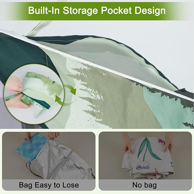 Picnic Table Cover with Bench Covers Windproof Waterproof Picnic Table Covers Camping Tablecloth with Self-Storage Bag, 96in, Green Blue