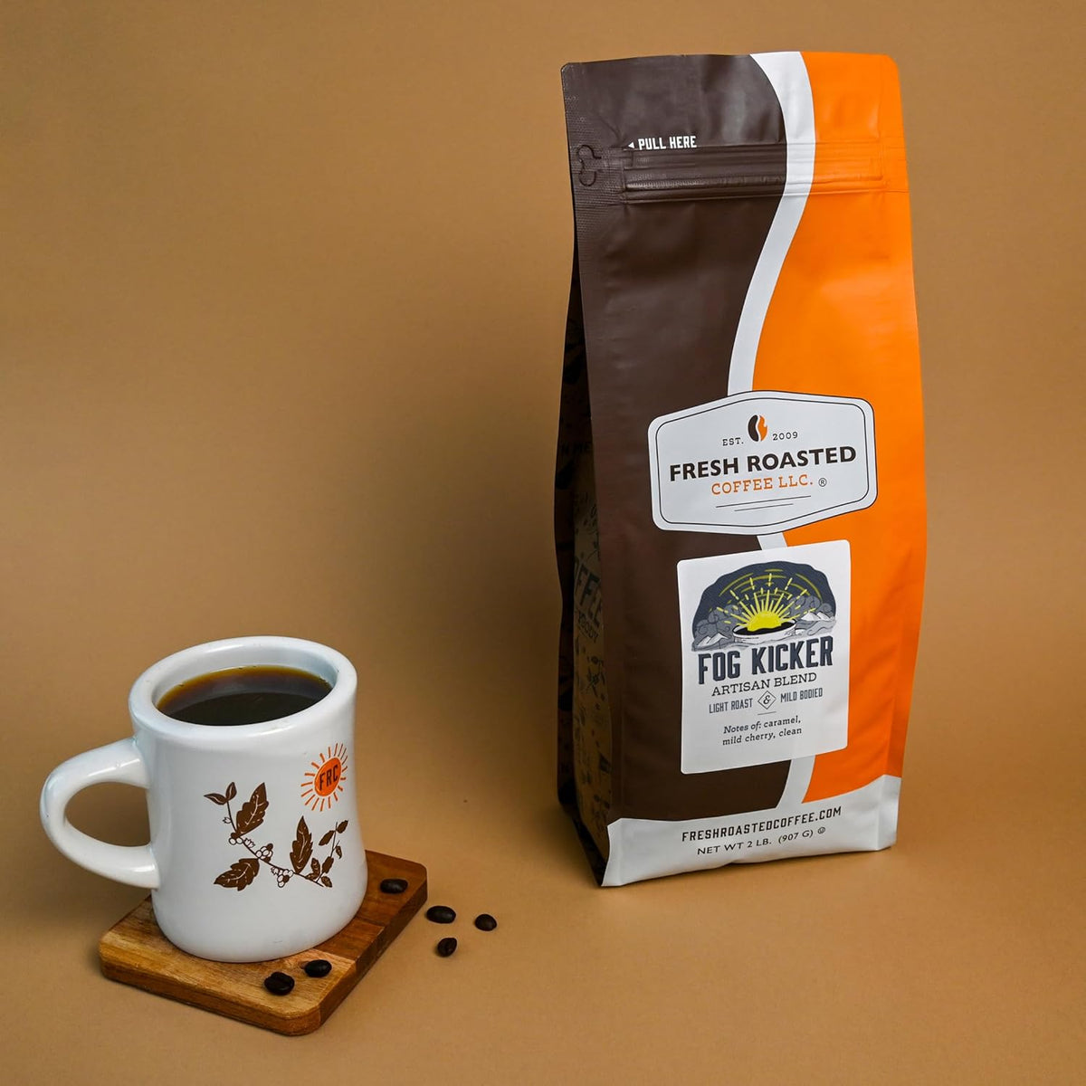 Fresh Roasted Coffee, Fog Kicker, 2 lb (32 oz), Light Roast, Kosher, Whole Bean