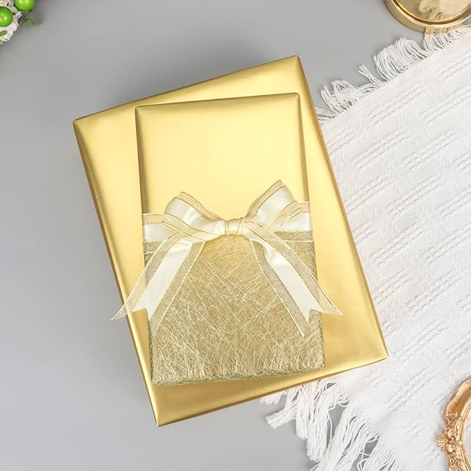 NESCCI Matte Metal Gold Wrapping Paper, Solid Color Paper-2 Roll,17 Inches X 32.8 Feet Per Roll,Gift Wrapping Paper,Perfect for Wedding,Valentine's Day,Birthday,Baby Shower,DIY Bouquet