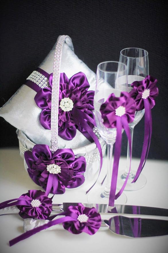 ITIsparkle 1/4" Inch Double Faced Satin Ribbon 50 Yards-Roll Set for Gift Wrapping Scrap Books Party Favor Hair Braids Baby Shower Decoration Floral Arrangement Craft Supplies, Purple Ribbon