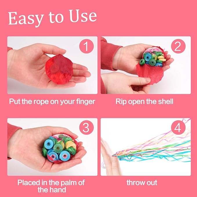 Confetti Poppers, Plastic No Mess Streamers, Party Poppers for Birthday,Wedding,Celebrations,Graduation Party (Colorful, 20 Pack)