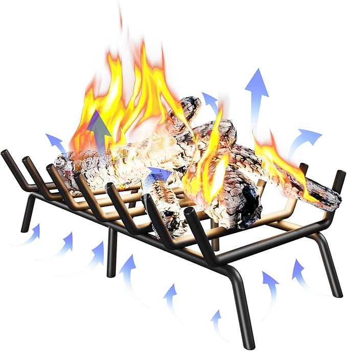 Fireplace Grate 27 Inch, Firewood Log Holder Rack, Heavy Duty Fire Wood Stove Grates for Indoor Outdoor Camping Chimney Hearth Burning Fireplace Accessories Tools
