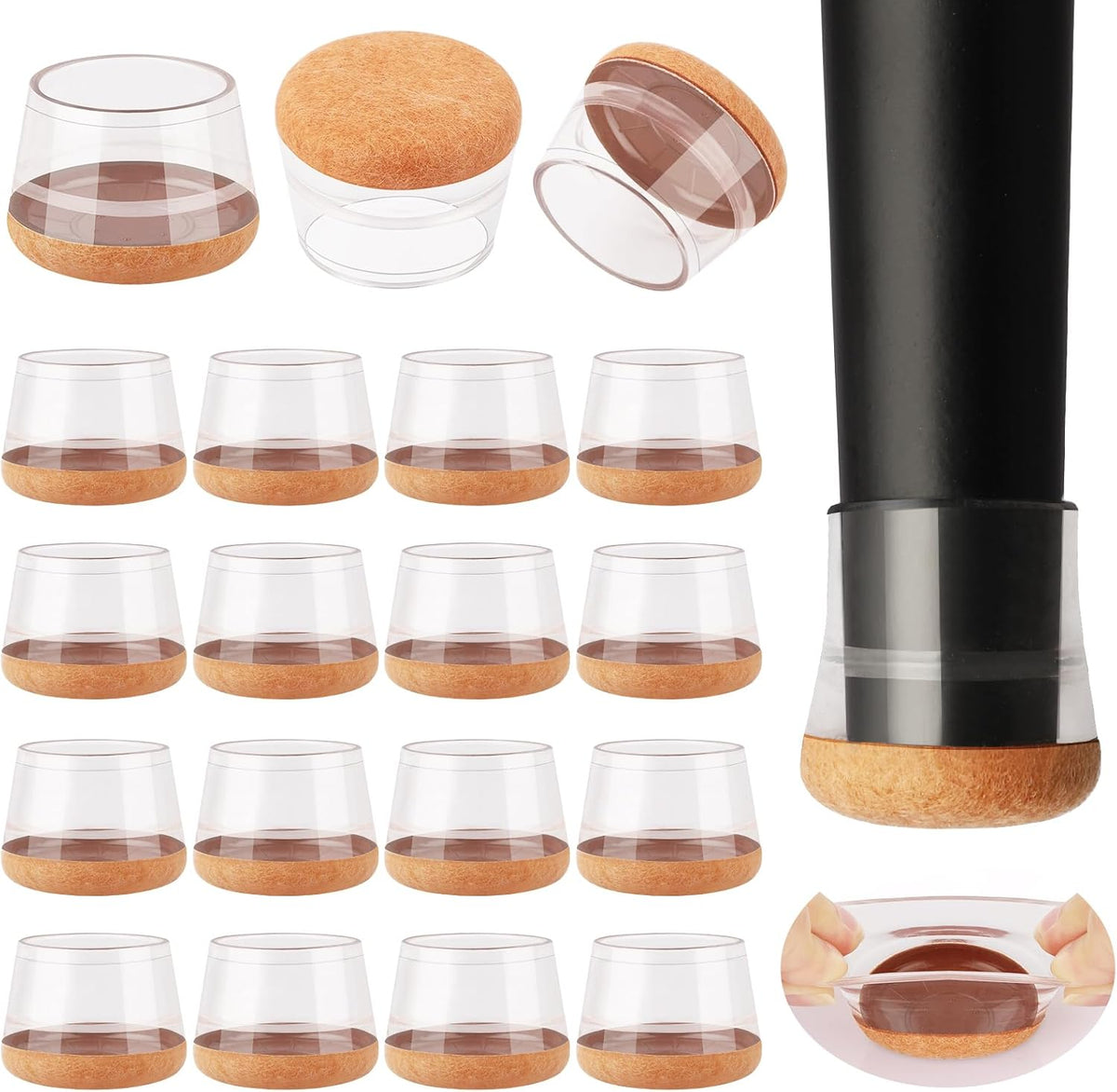 32 Pcs New Chair Leg Floor Protectors, Silicone Chair Leg Protectors for Hardwood Floors, Floor Protectors for Chairs, Chair Leg Caps Protect Wooden Floors from Scratching, Won't Tear