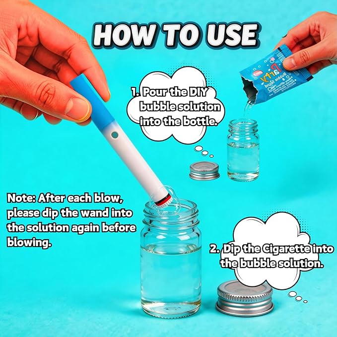 Bubble Blower Set with 2Wands and Refillable Bottle, Handheld Bubble Maker, Stress Relief Outdoor Bubble Toy, Fun Creative Gift for Men Women, FBE