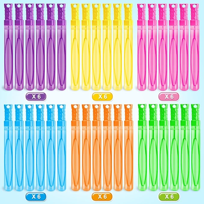 OCHIDO 36 Pcs Bubble Wand in 6 Colors, Bubble Wands Bulk for Kids Party Favors, Bubbles Party Favors for Summer Toys Gift, Indoor Outdoor Activity, Birthday Party, Wedding, Goodie Bags Stuffers