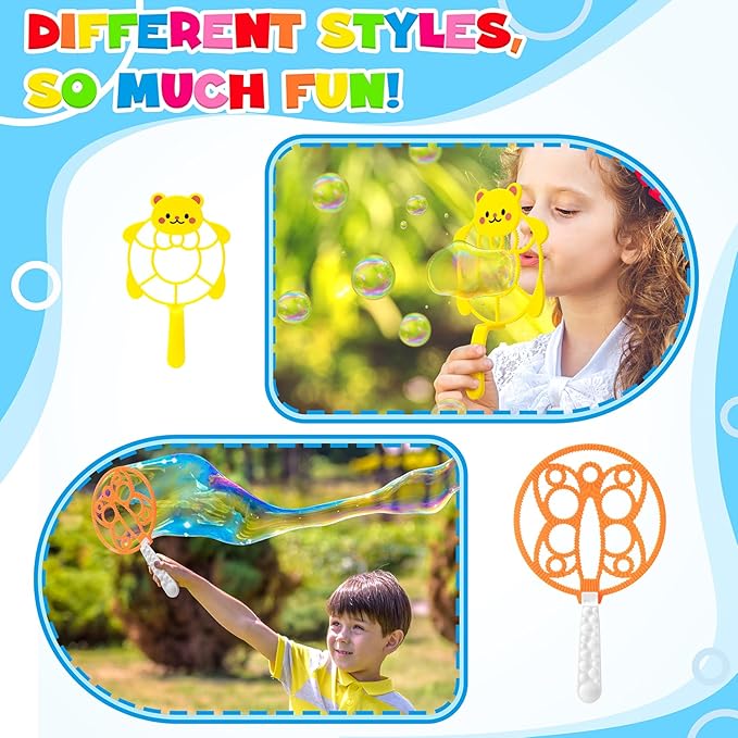 10 Pcs Bubble Wands Set, Big Bubble Wand for Kids Adults with Tray, Large Bubble Makers Bulk for Summer Outdoor Activities Birthday Gifts Party Favors