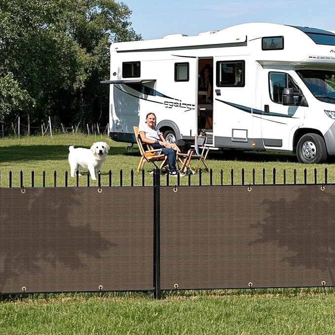2.5' x 148' Balcony Privacy Screen Fence Cover with Zip Ties Grommets for Apartment Patio Porch Deck Backyard Outdoor (Brown)