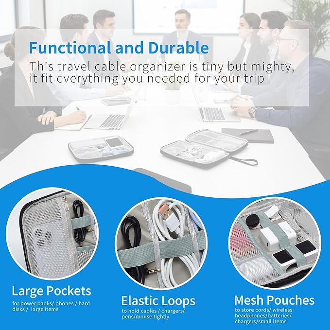 7 Pack Electronics Travel Organizer Case Tech Accessories Cord Storage Bag