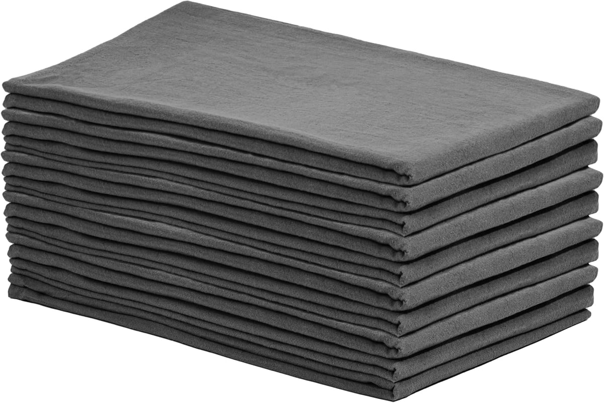 Organic Cotton Gray Tea Towels - 10 Pack, 27"x27", 100% Cotton Gray Flour Sack Towels for Kitchen and Baking Use - Durable