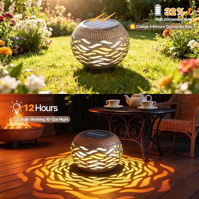 Solar Lanterns Outdoor Waterproof,3 Mode Retro Metal Solar Lantern Lights - 8 Color Changing Decorative Table Lantern Gifts for Women- Garden Yard Patio Outside & Indoor Tabletop Decor 2 Pack