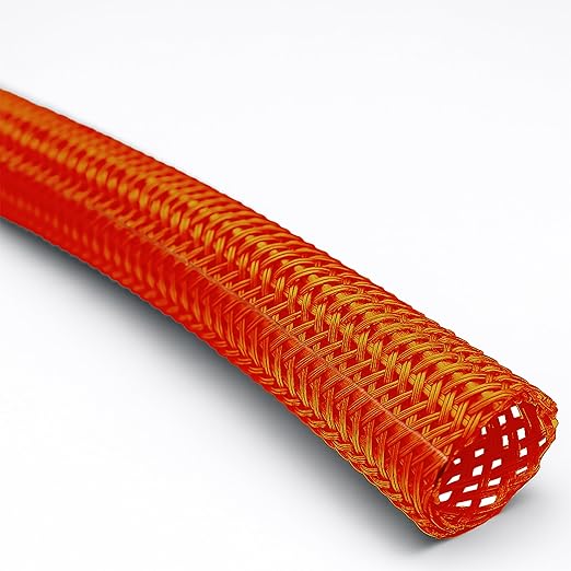 Electriduct 1/8" Hook Self Closing Sleeve Braid Wrap Around Sleeving Flame Retardant Flexible Mesh Cord Cover Cable Protector Wire Organizer - 10 Feet - Orange