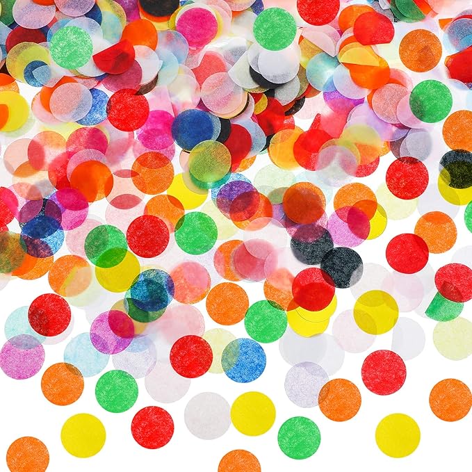 Skylety 20000 Pcs 0.6'' Colorful Round Paper Confetti Circles 3.5 oz Rainbow Table Tissue Paper Confetti Sprinkles Dots for Graduation Wedding Anniversaries Birthday Arts Craft DIY Scrapbooking Decor