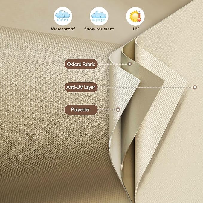 Outdoor Patio Furniture Cover - Heavy Duty Waterproof 600D Tough Canvas Protector for Square Table Cover, All-Season Dining Table and Chair Cover (106L x 106W x 28H Inch)