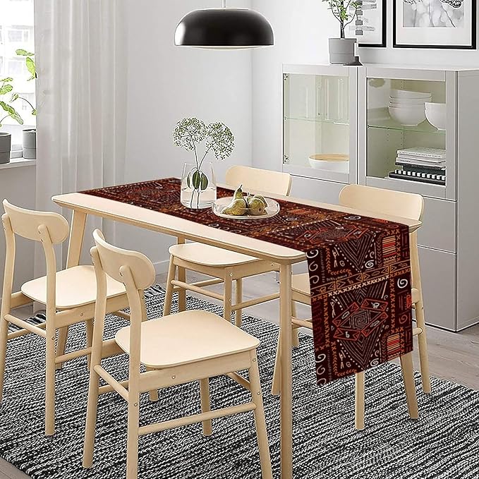 African Table Runner, African Aboriginal Ethnic Tribal Table Runner for Dining Kitchen Farmhouse Party Coffee Home 13x60in