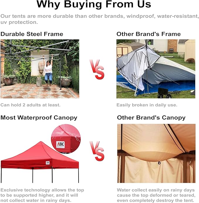 ABCCANOPY Easy Pop Up Canopy Tent with Sidewalls 10x15 Commercial -Series,Black