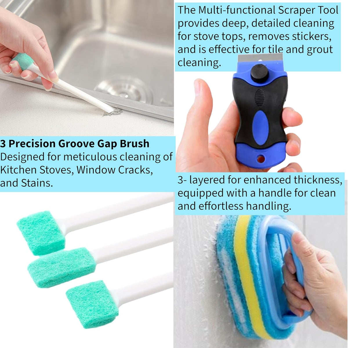 Elkanah Cleaning Brushes for Household use Small Cleaning Brushes for Small Spaces Sink Bathroom Deep Cleaning Supplies Set of 10