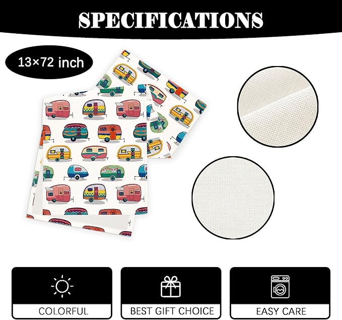 Camping Table Runner Picnic Table Cover Happy Camper Party Decor Camping Party Decorations for Spring Summer