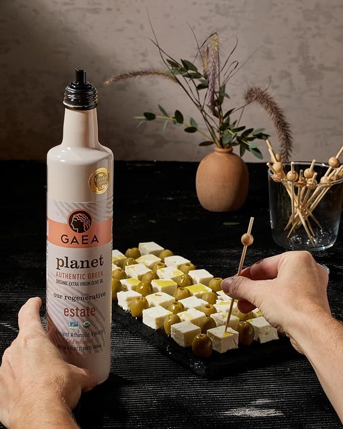 Gaea Planet Organic Extra Virgin Olive Oil, 16.9 fl oz, Cold Extracted Greek Olive Oil from Our Regenerative Estate, Ancient Athinolia Variety