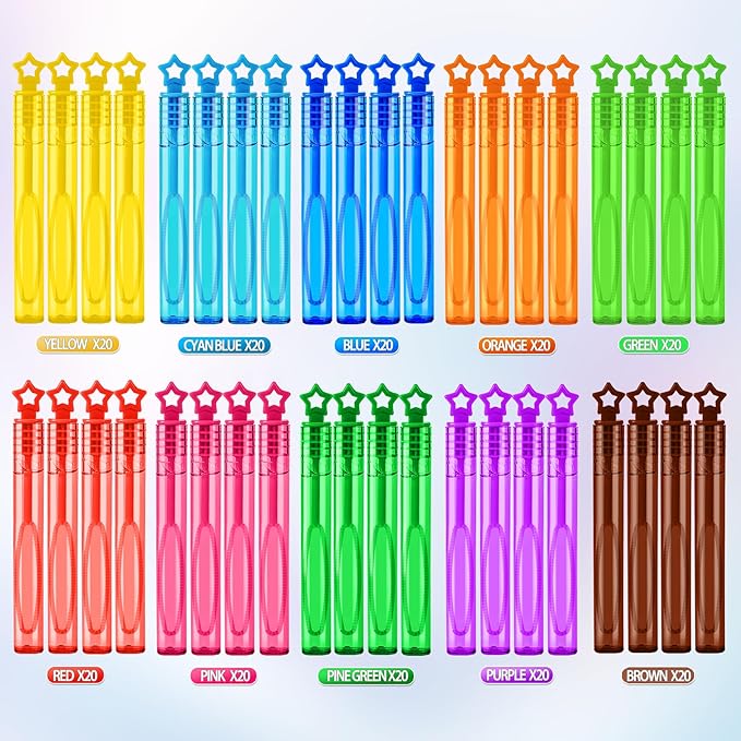 200 Pcs Mini Bubble Wands,10 Colors Circle Party Favors for Kids Supplies in Gift Box,Goodie Bag Stuffers, Classroom Prizes for Boys Girls,Birthday Decorations, Small Halloween TreatsGoodie Bag