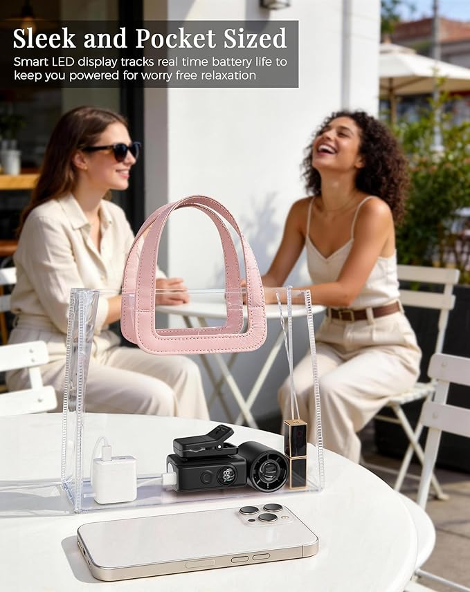 Hotsales Clip-On Portable Fan, 13500 RPM Rechargeable Handheld Mini Fan with LED Display, 360° Rotating Detachable Clip, Stroller Fan for Baby, Compact Travel Essentials/Lash, Summer Gifts for Women