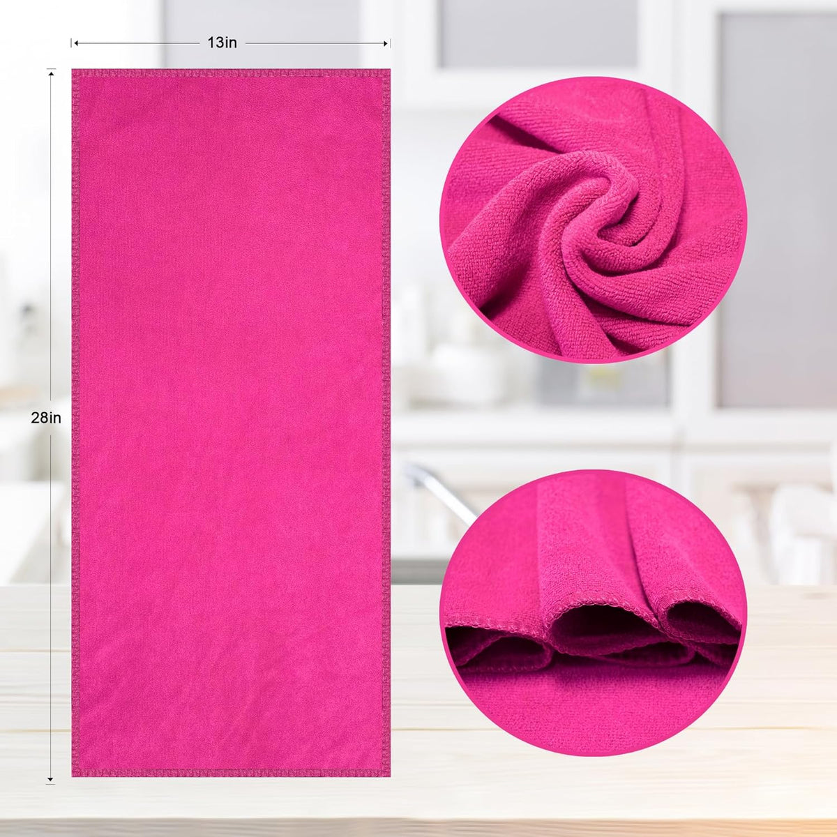 kimteny 13x28 Inches Kitchen Cloth Dish Towels, 400 GSM Premium Dishcloths, Super Absorbent Coral Velvet Microfiber Cleaning Cloths, Fast Drying Rags for Washing Dishes (8 Pack, Rose Red)