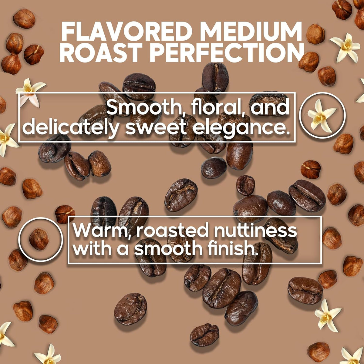 Sarasota Coffee Whole Bean Vanilla Hazelnut, Medium Roast Gourmet Flavored Coffee Beans, Low Acid, Mold Free, Specialty Grade Bulk Beans, 5lb (80 oz)