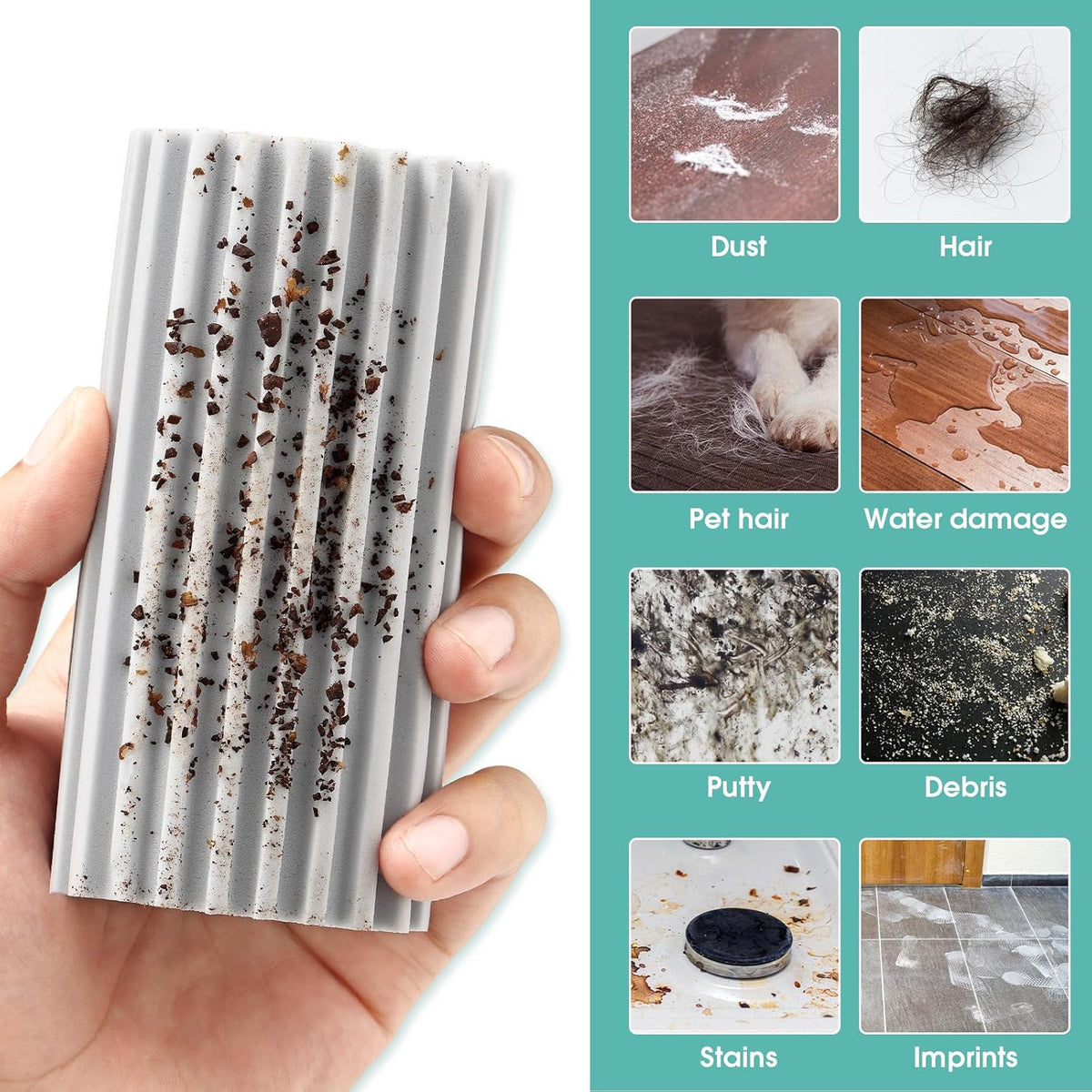 4 Pack Damp Dusting Sponge Duster, Grey Dust Cleaning Sponge, Reusable Household Cleaning Sponge Tool for Blinds, floorboards, Fan Blades, Vents, Glass, Railings, Mirrors