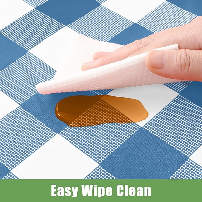 Smiry 10 Pack Aquamarine Gingham Disposable Tablecloths - 54" x 108" Heavy Duty Plastic Table Cloth, Waterproof Buffalo Plaid Table Covers for Picnic, Banquets, Parties