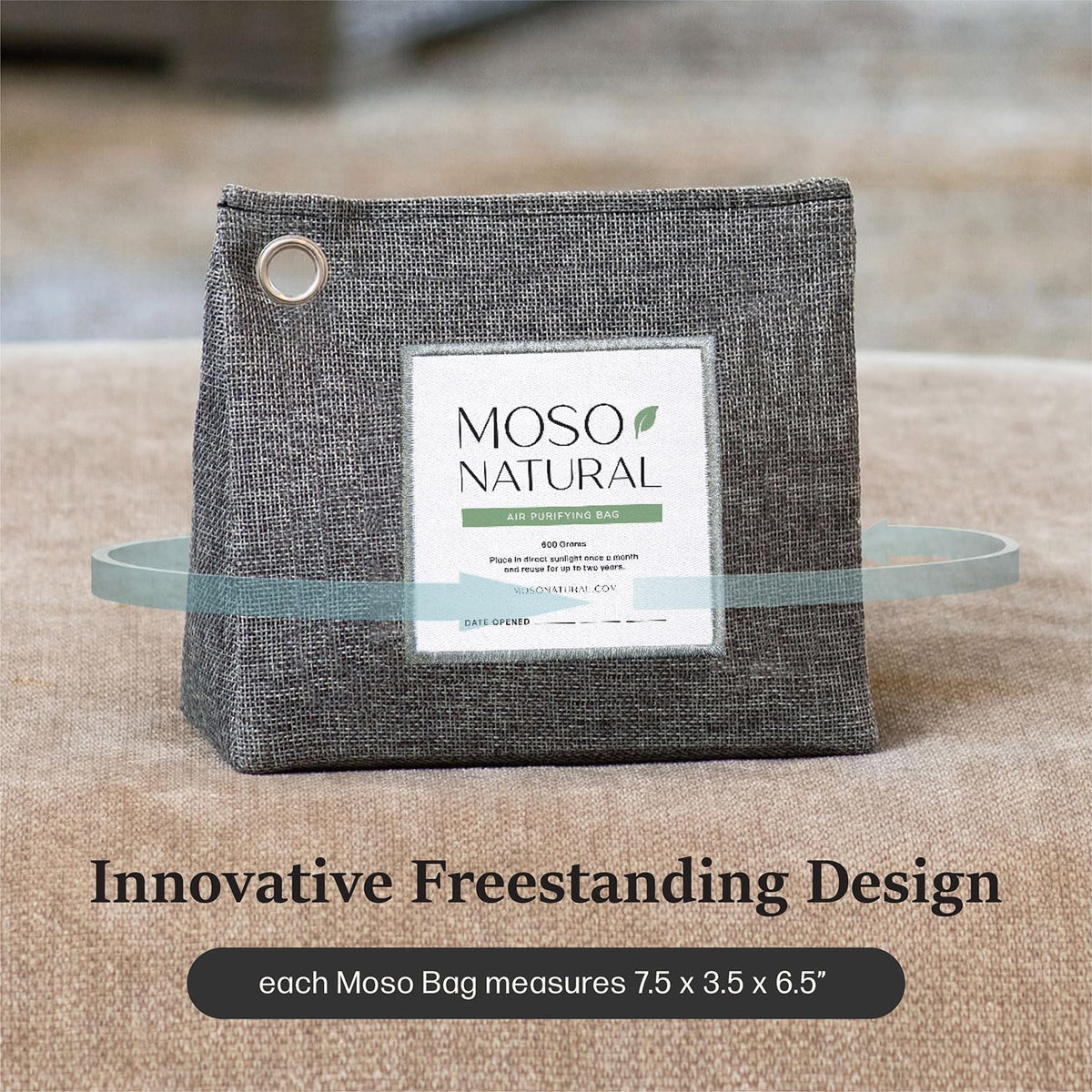 Moso Natural Air Purifying Bag 600g (3 Pack) Premium Bamboo Charcoal Odor Absorber | Pet Odor Eliminator for Home | Room Deodorizer for Large Spaces, Bedroom, Kitchen, Basement | Charcoal Bags