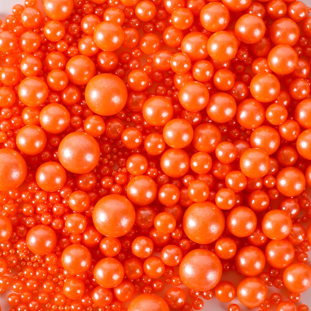 Kasvan Orange Pearl Sugar Sprinkles - Edible Candy Pearls 130g/4.58 Oz, Mix Size, Baking Cake Decorations, Ice Cream Toppings and Cookie Decorating