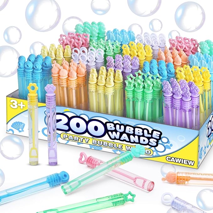 200 Pack Mini Bubble Party Favors for Kids, Bubbles Bulk with Gift Box, Pastel Bubble Wand Sticks Toy for Party Supply, Birthday Decorations, Wedding, Goody Bag Stuffers Fillers, Carnival Prizes