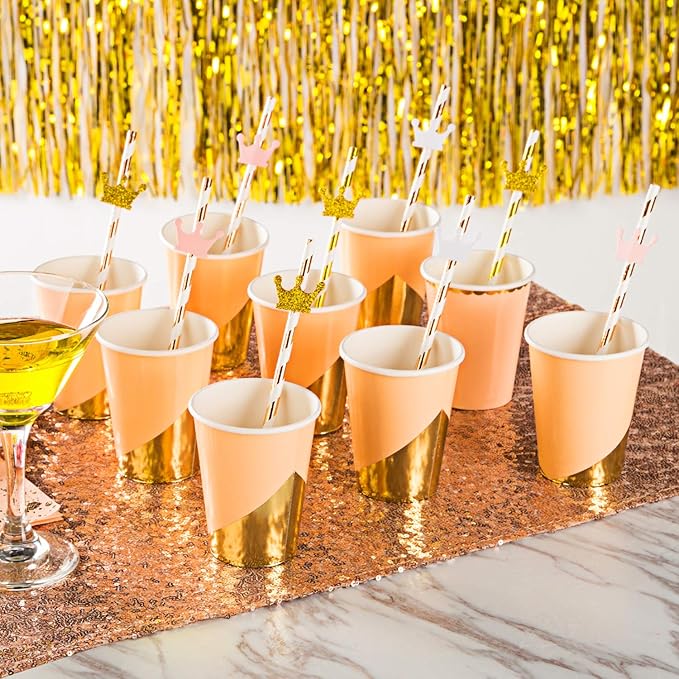 MOWO Glitter Crown Confetti Table Decor and Party Wedding Event Decor, Gold Glitter,Pink,White, 200 Count