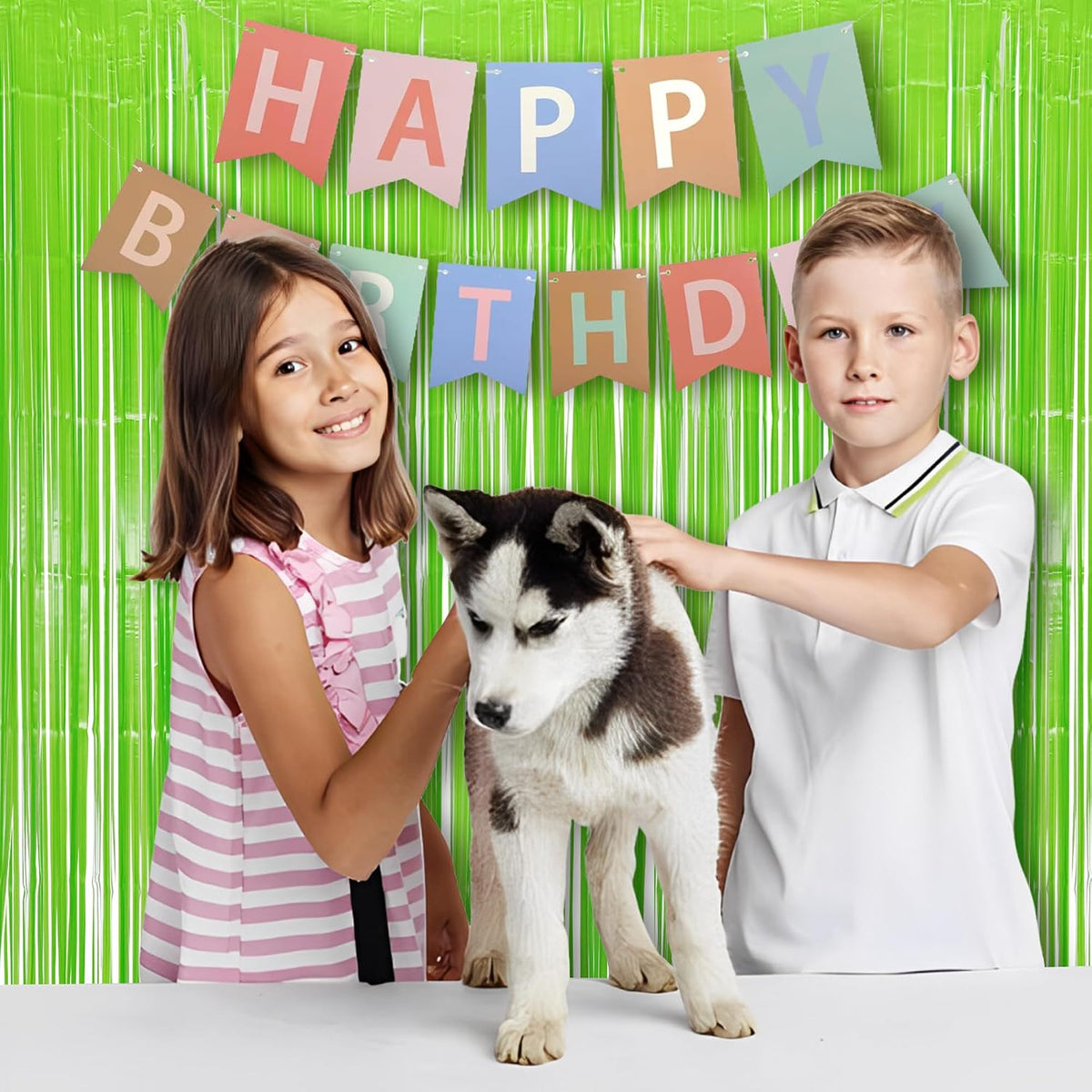 BRAVESHINE Pastel Green Streamers Party Backdrop Decorations 2 Pack